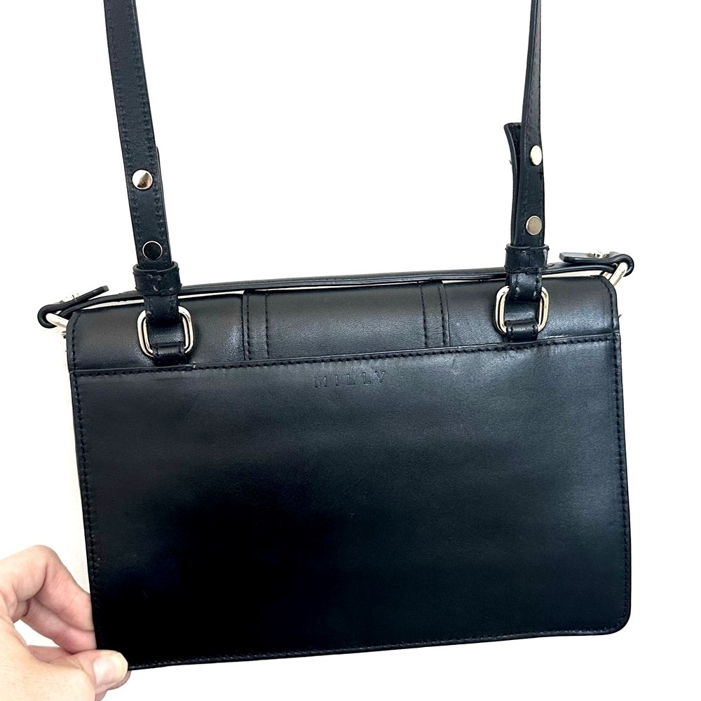 Milly ‘Bryant’ Leather Crossbody Bag in Black with Silver Hardware - Picture 14 of 16